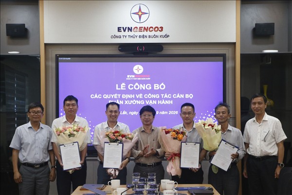 CÔNG TY THỦY ĐIỆN BUÔN KUỐP CÔNG BỐ QUYẾT ĐỊNH THÀNH LẬP PHÂN XƯỞNG VẬN HÀNH SAU SÁP NHẬP